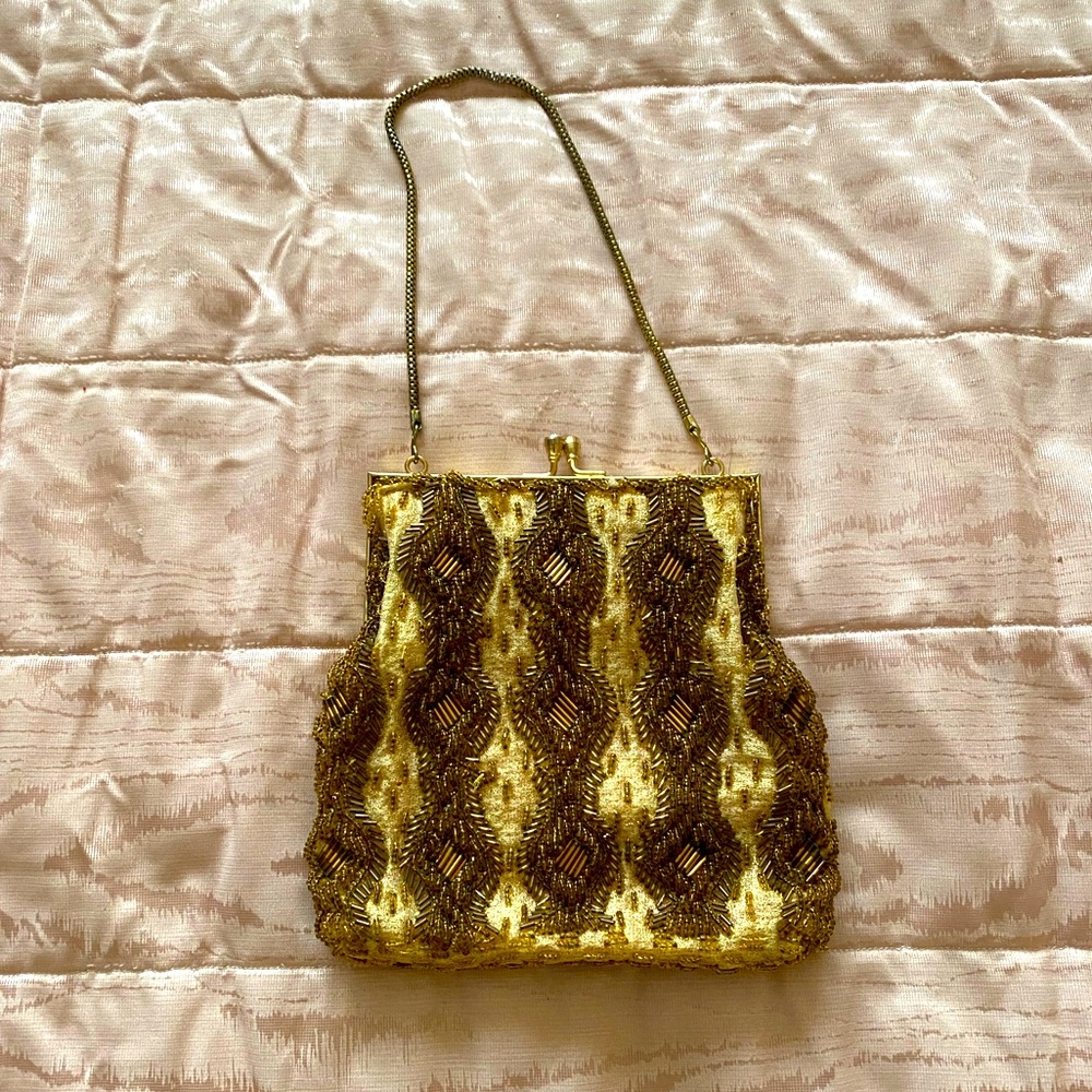 Vintage gold beaded evening bag